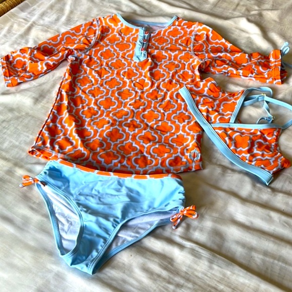 Cabana Life girls 3 piece swimsuit set in size 12 and 14